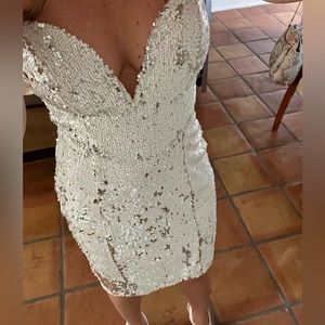 White and silver sequin Tobi dress.